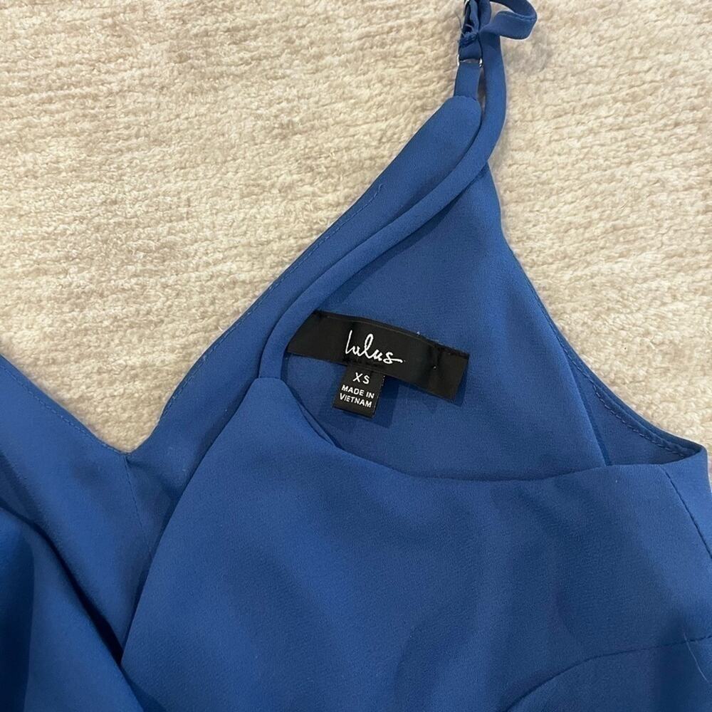 Lulus Manhattan Moment Blue Ruffled Midi Wrap Dress XS - Picture 4 of 5